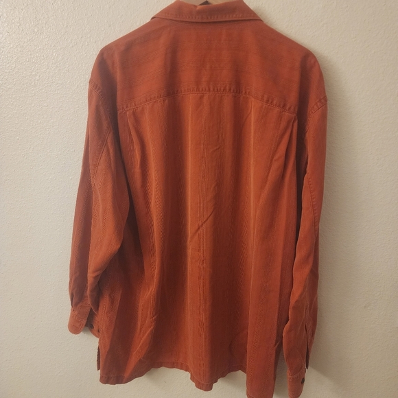 Tommy Bahama Martini Glass 100% Silk Rust Orange Longsleeve Shirt Mens XXL - Picture 7 of 10